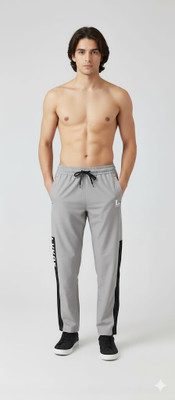 Lykos Solid, Self Design, Striped Men Grey Track Pants