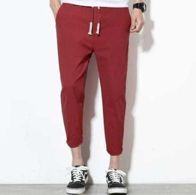 MSF Solid Men Maroon Track Pants