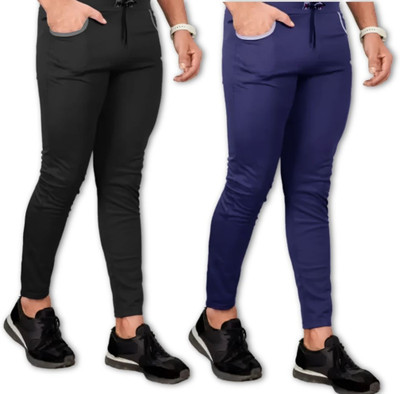 Venner Solid Men Black, Blue Track Pants