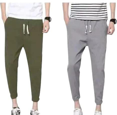 Bloobun Solid Men Green, Grey Track Pants
