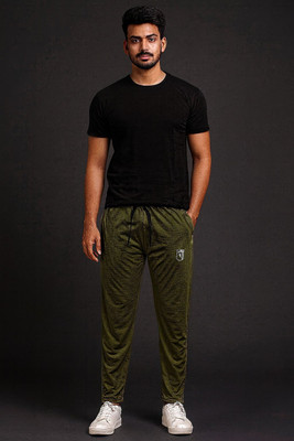 theclubfactry Self Design Men Green Track Pants