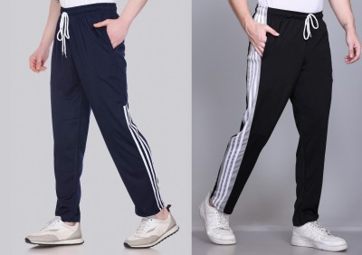 HVBK Striped Men Black, Blue Track Pants