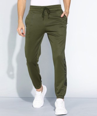 Adrenex Printed Men Dark Green Track Pants