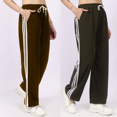 Aileyis Striped Women Multicolor, Dark Green Track Pants