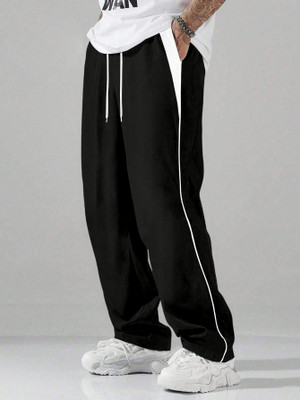Rajovati Solid, Colorblock Men Black Track Pants
