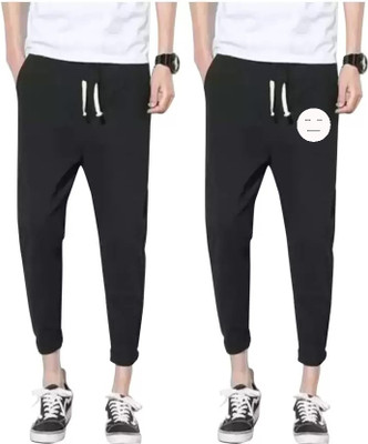 bfb Graphic Print Men Black Track Pants