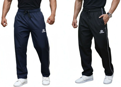 RIWEARA Solid Men Black, Dark Blue Track Pants