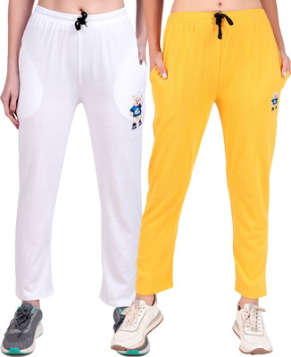 FASHIONHOUSETS Solid Women Yellow, White Track Pants