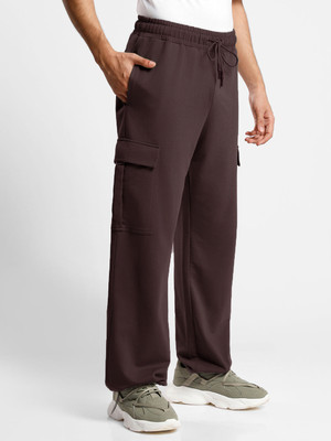 NOBERO Self Design Men Brown Track Pants