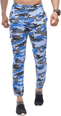 CARBON BASICS Printed Men Blue Track Pants