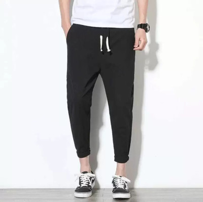 Risemax Solid Men Black Track Pants