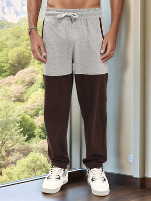 Resteez Colorblock Men Grey, Brown Track Pants