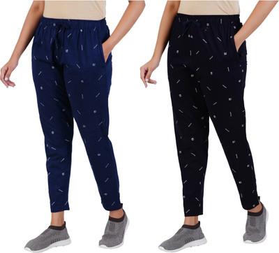 FEEL TRACK Printed Women Dark Blue, Blue Track Pants