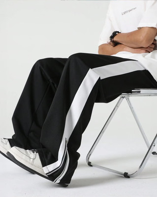 Chrome & Coral Colorblock Men Black Track Pants