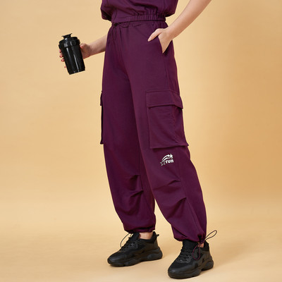 Ajile By Pantaloons Solid Women Purple Track Pants