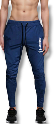 AJTROUSERS Solid, Printed Men Blue Track Pants