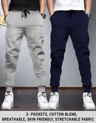 TRIPR Solid Men Grey, Blue Track Pants