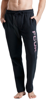 FCUK Solid Men Black Track Pants
