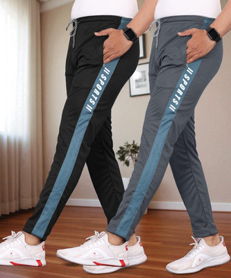 GAJVU Self Design Men Black, Grey Track Pants