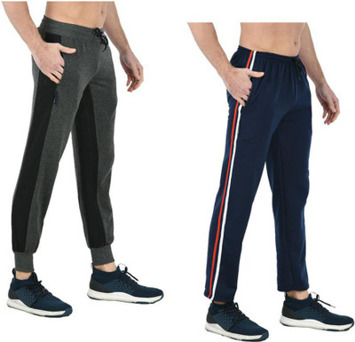 Indistar Colorblock Men Blue, Grey Track Pants