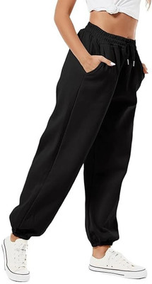 Dockstreet Solid Women Black Track Pants