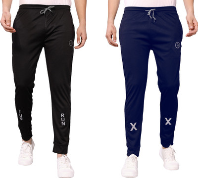 Kashvi Self Design Men Black, Dark Blue Track Pants