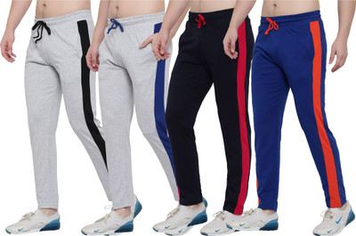MYOO Striped Men White Track Pants
