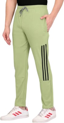 Covetvolo Striped Men Light Green Track Pants