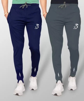 SONIZEED Solid Men Blue, Grey Track Pants