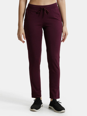 JOCKEY 1301 Super Combed Cotton Elastane Stretch Solid Women Maroon Track Pants