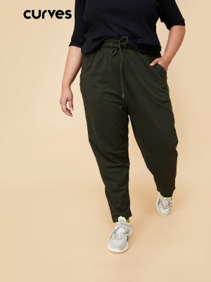 MAX Solid Women Green Track Pants