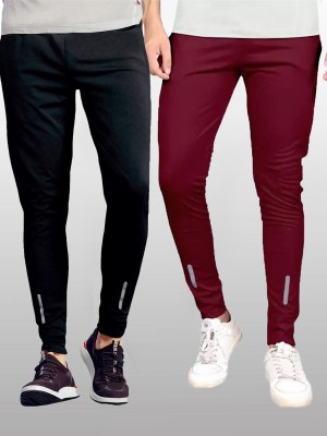 Selvia Solid Men Black, Maroon Track Pants