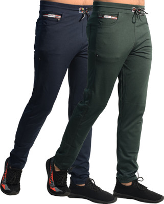 KHOZI Solid Men Green, Blue Track Pants