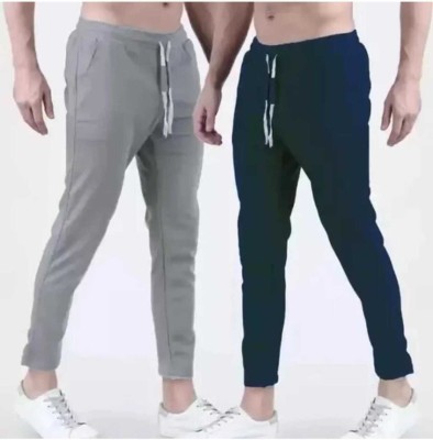 HouseOfCommon Solid Men Grey, Blue Track Pants