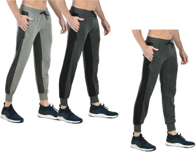 Indistar Colorblock Men Black, Grey Track Pants