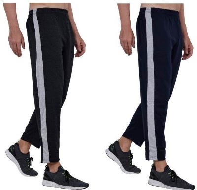 BOSOM BUDDY Solid, Striped Men Dark Blue Track Pants