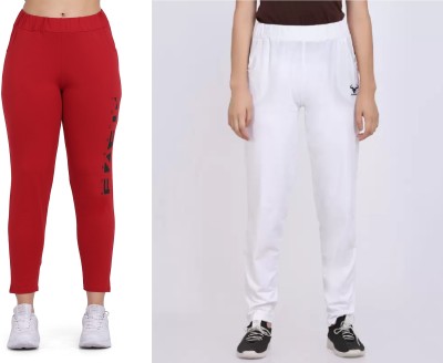 Clothmaster Solid, Printed Women White, Red Track Pants