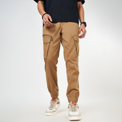 PEOPLE Solid Men Brown Track Pants