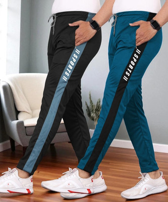 GAJVU Self Design Men Black, Blue Track Pants