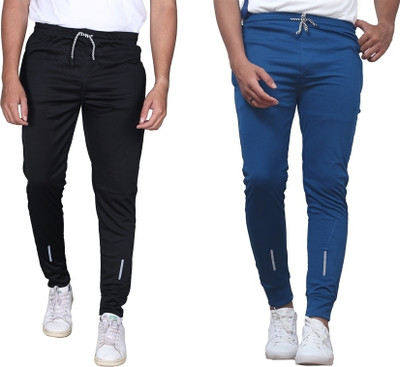 GAJAVU Solid Men Black, Blue Track Pants