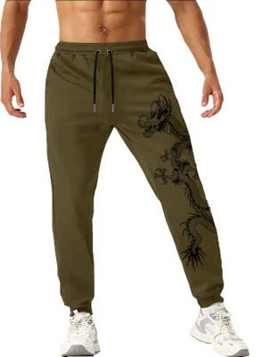 JUGULAR Printed Men Olive Track Pants