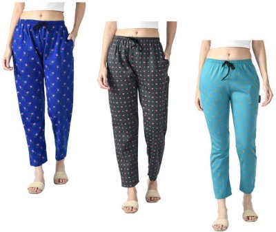 IndiWeaves Printed Women Blue, Grey, Green Track Pants