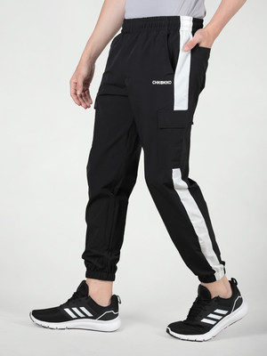 CHKOKKO Colorblock Men Black Track Pants