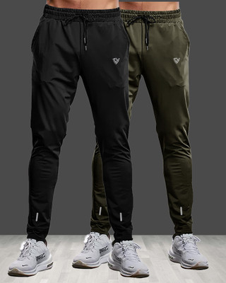 EyeBogler Solid Men Olive, Black Track Pants