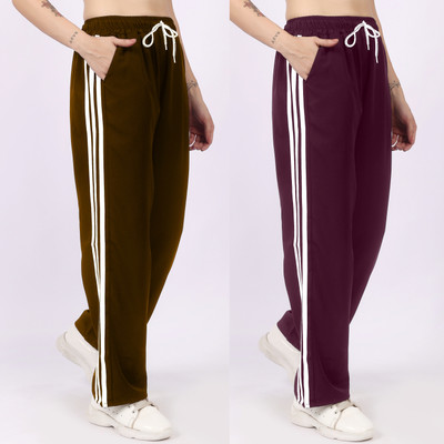 Aileyis Solid Women Brown, Multicolor Track Pants