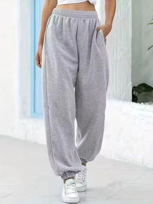 CLOTHINK India Solid Women Grey Track Pants