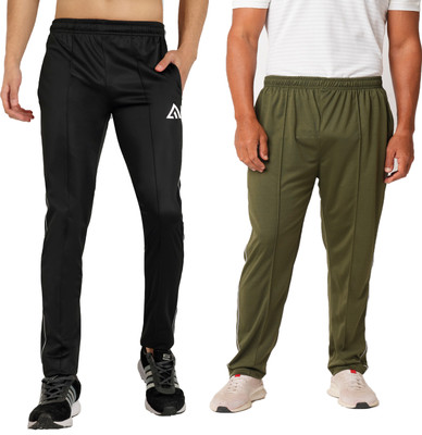 Adrenex Solid Men Black, Light Green Track Pants