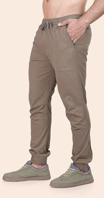 24 Street Solid Men Beige Track Pants