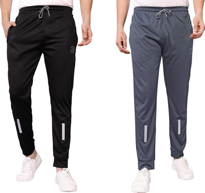 ANAND Self Design Men Black, Grey Track Pants