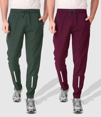 Z-DEVIL Solid Men Maroon, Olive Track Pants